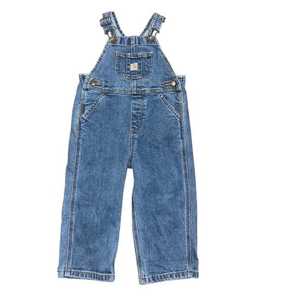 Boys Carhartt Denim Jean Overalls Size 2T barn country farmer - Picture 1 of 4